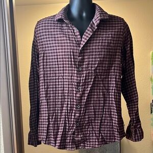 IKE by Ike Behar Red Casual Button Down Shirt with Plaid Pattern